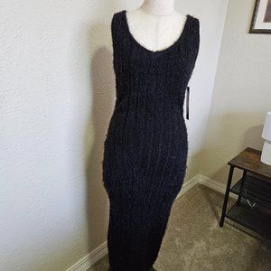 NWT Almost Famous Black Eyelash Long Black Party Dress in Size Small